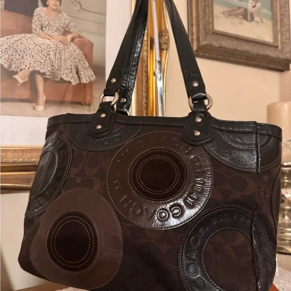 Coach Circle Patchwork East West Tote, - Picture 5 of 14